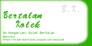 bertalan kolek business card